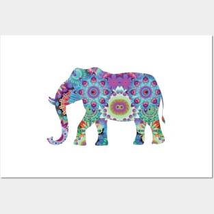 For elephants fans | Floral Multicolored Elephant Posters and Art